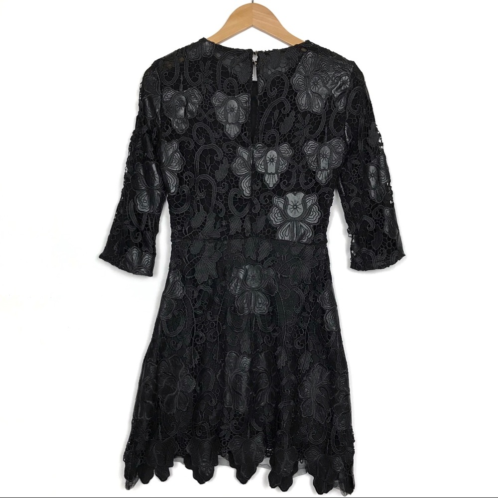 Zara Woman Black Faux Leather Appliqué ALine Dress - Picture 2 of 11